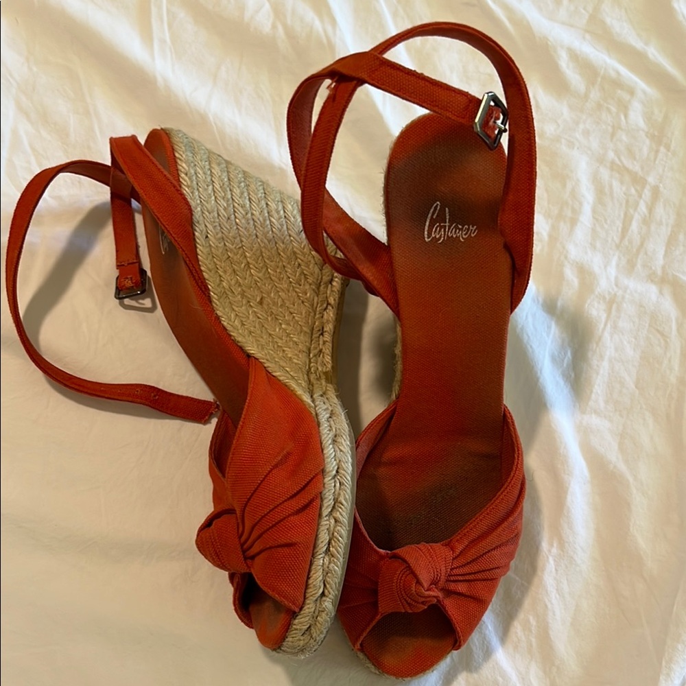 Castaner Orange Cream Espadrilles with Ankle Strap